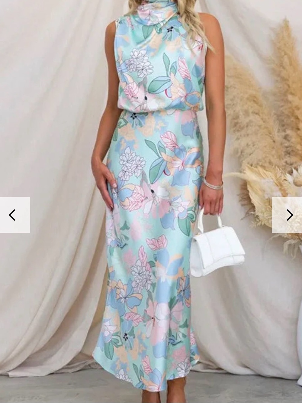 Sleeveless Floral Maxi Dress in Light Blue